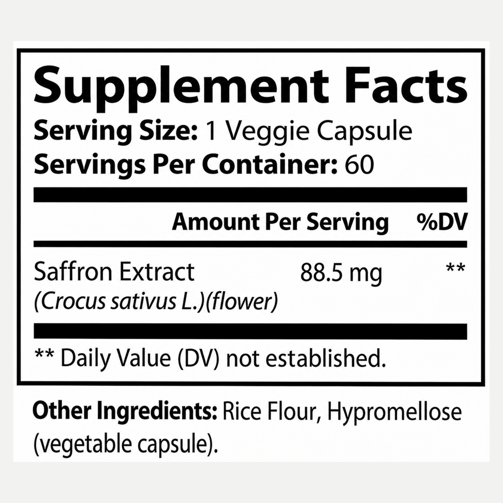 Eliixr Saffron Extract 88.5mg – Mood, Vision & Focus – 60 Capsules