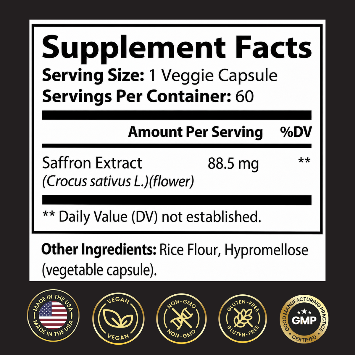 Eliixr Saffron Extract 88.5mg – Mood, Vision & Focus - 2-Pack