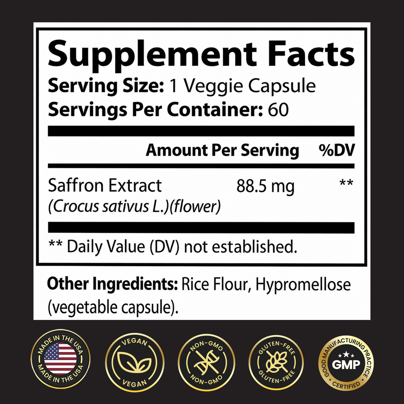 Eliixr Saffron Extract 88.5mg – Mood, Vision & Focus - 2-Pack