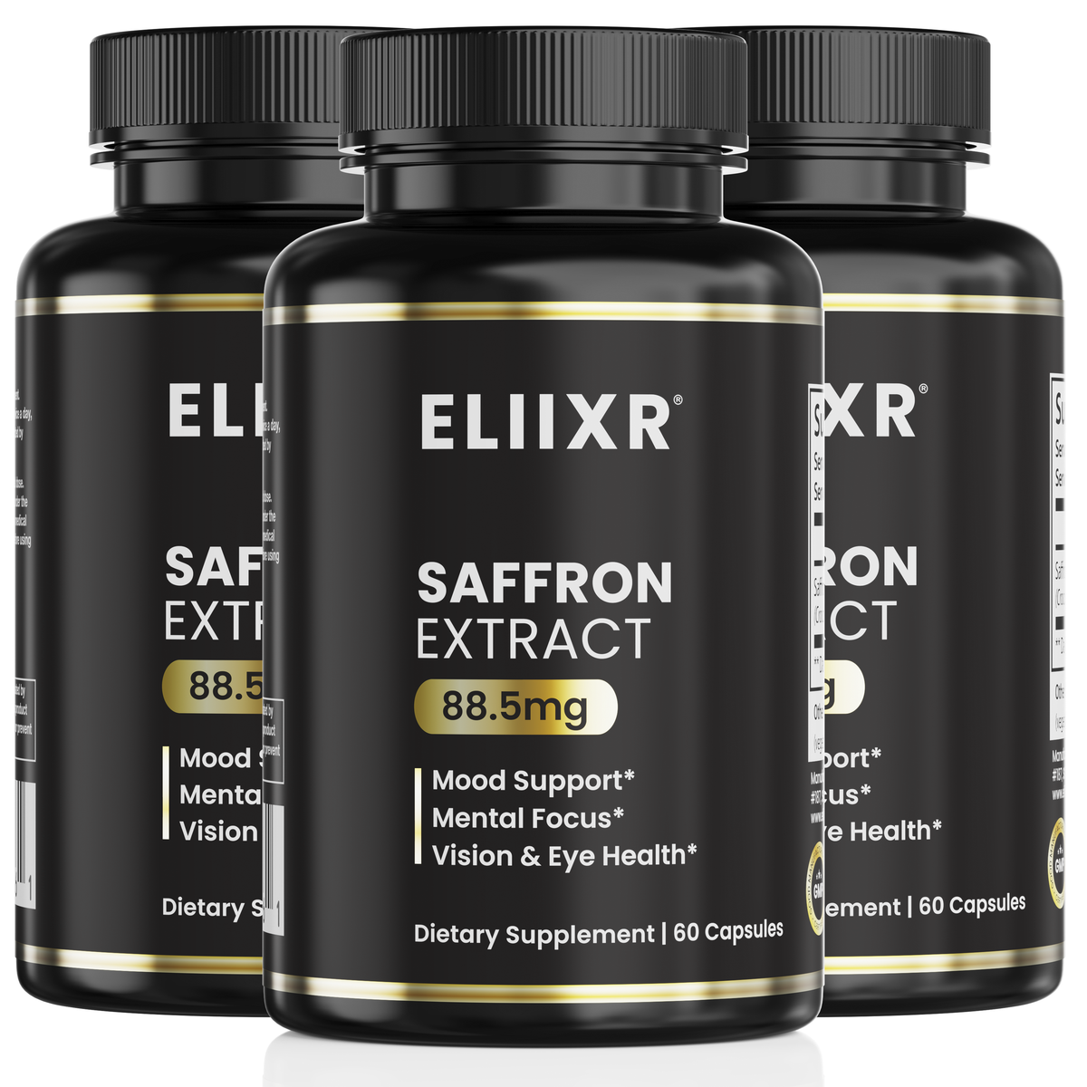 Eliixr Saffron Extract 88.5mg – Mood, Vision & Focus – 60 Capsules